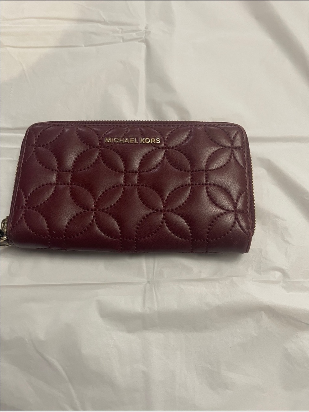 Michael Kors Quilted Leather Zip Wallet - Burgundy